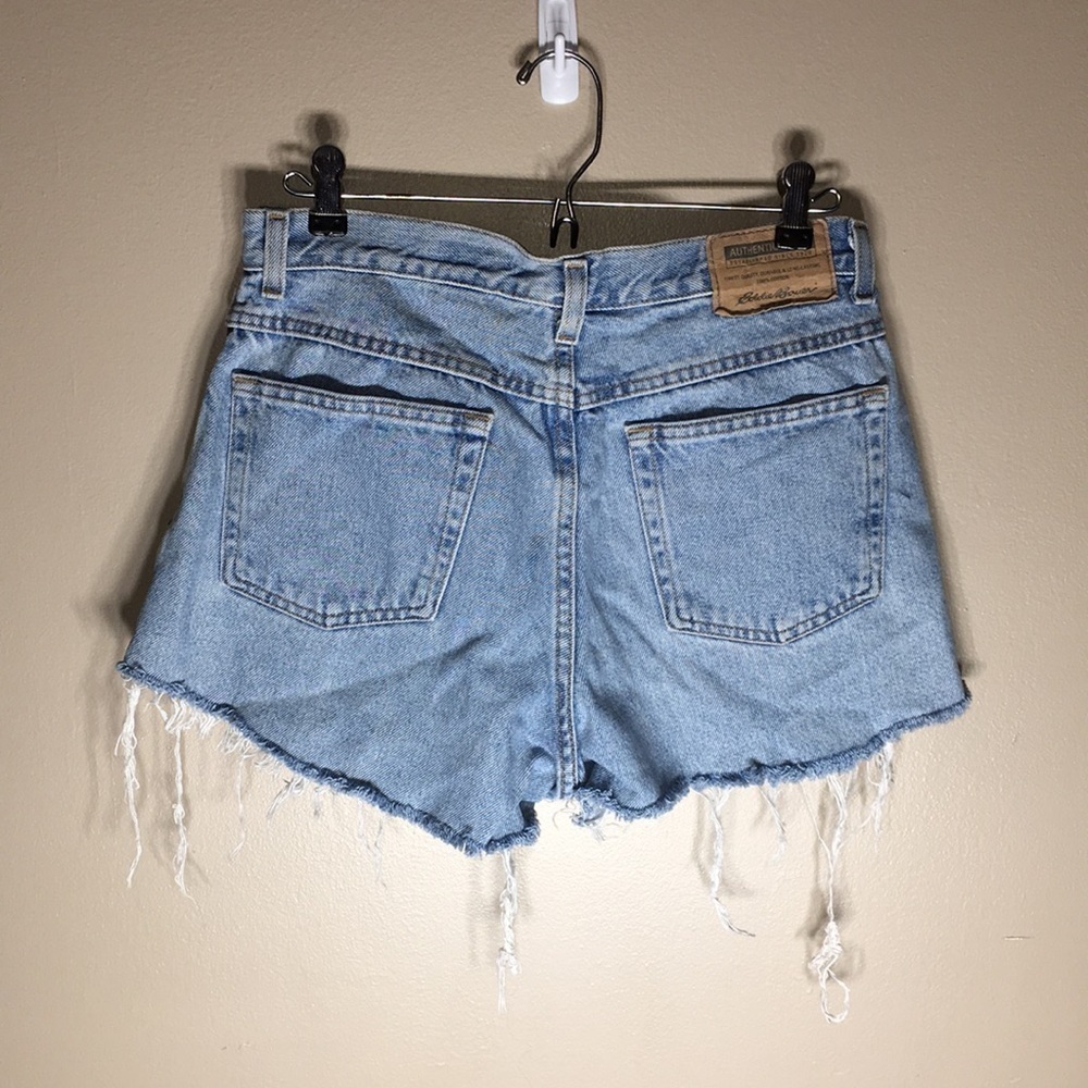 Authentic denim Eddie Bauer distressed jean shorts size 12P white washed shorts‍